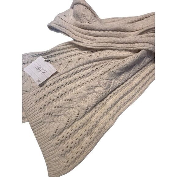 Cable Knit Ivory Scarf 100% Wool - Picture 6 of 6